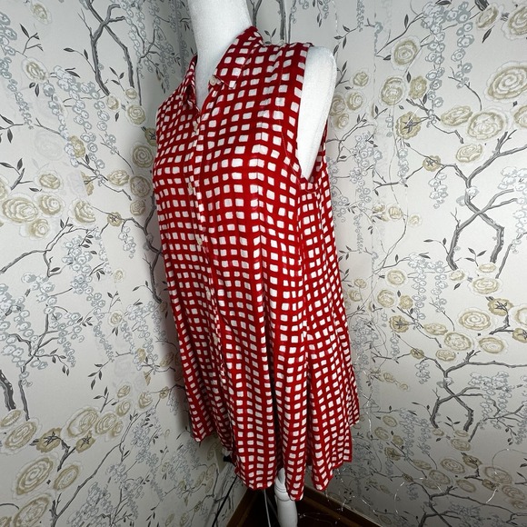 Anthropologie 11.1 Tylho‎ Button Up Shirt Dress Sz M Checkered Mini Sleeveless - Picture 5 of 9